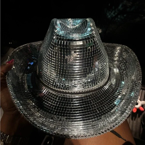 Shiny Silver Disco Hat - Picture 1 of 1